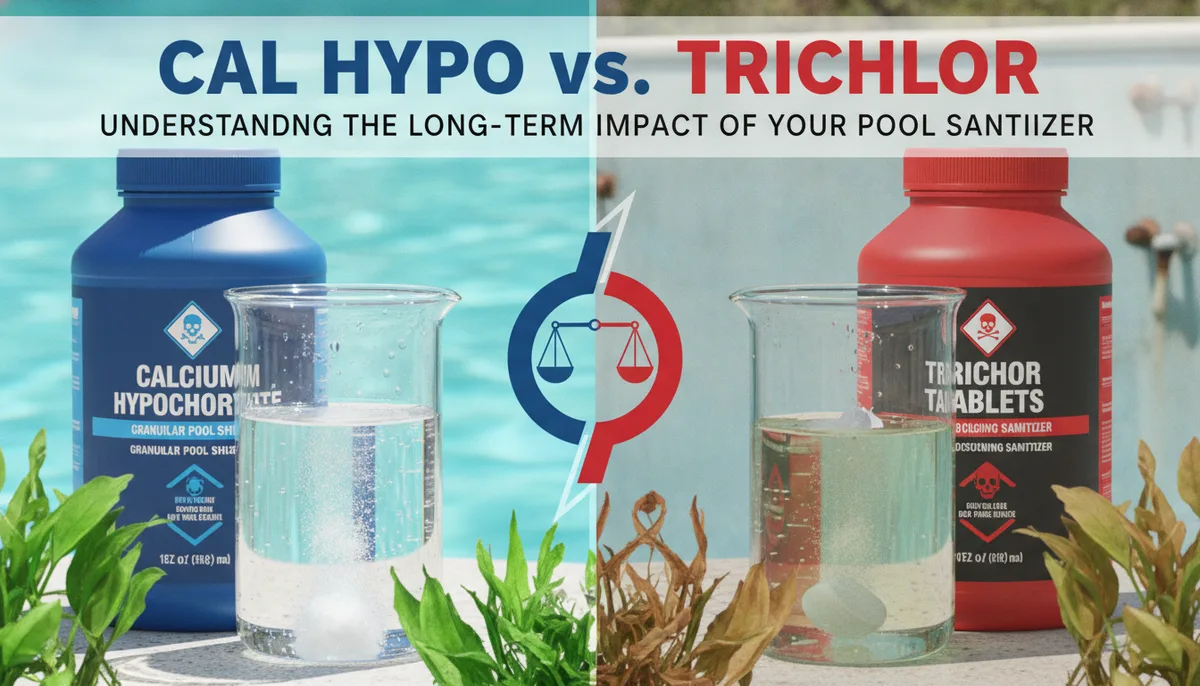 Cal Hypo vs. Trichlor: Understanding the Long-Term Impact of Your Pool Sanitizer visual summary