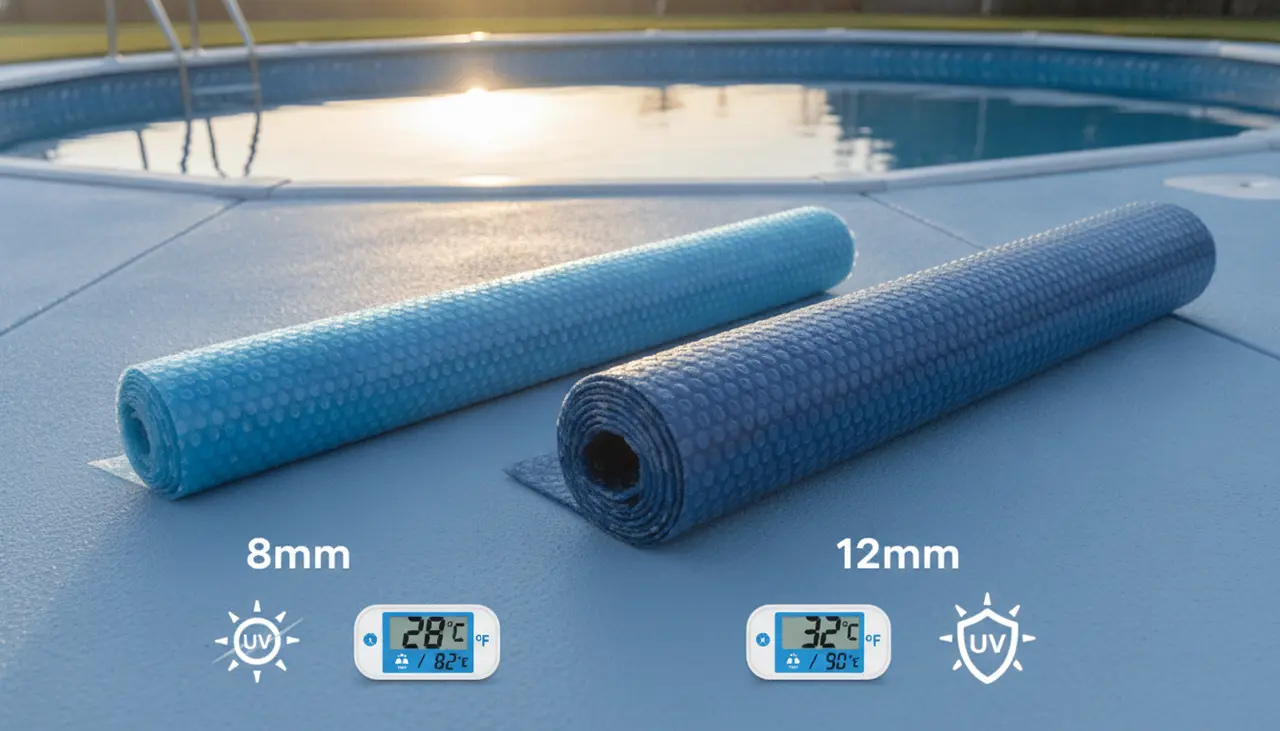 Solar Cover Thickness Guide: 8mm vs 12mm visual summary