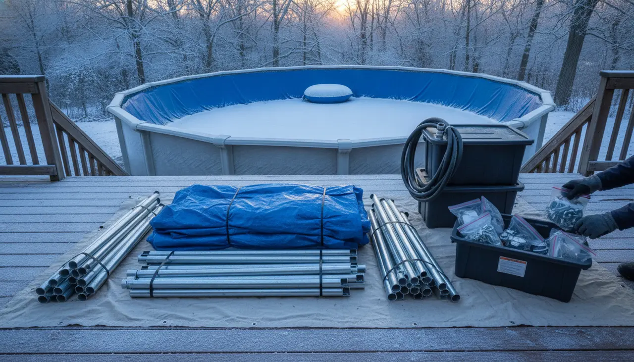 The Professional Guide to Winterizing Above Ground Pool Hardware: Structural Protection and Component Storage visual summary