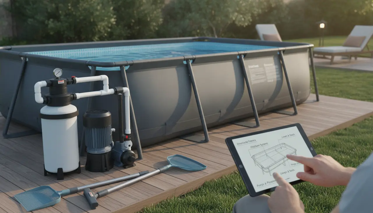 Pool Logic visual guide for Above ground swimming pool infrastructure, filtration systems, and structural maintenance.